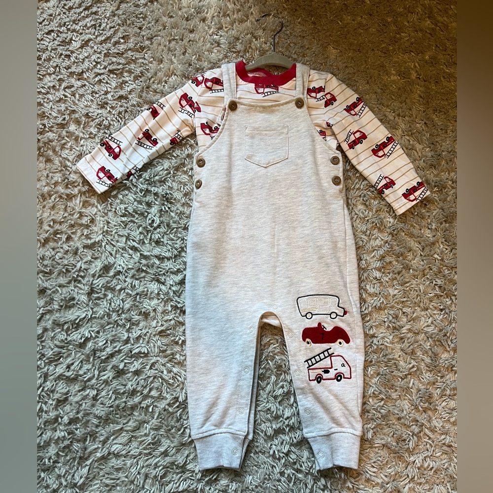 Adorable Baby Overalls with Car Print